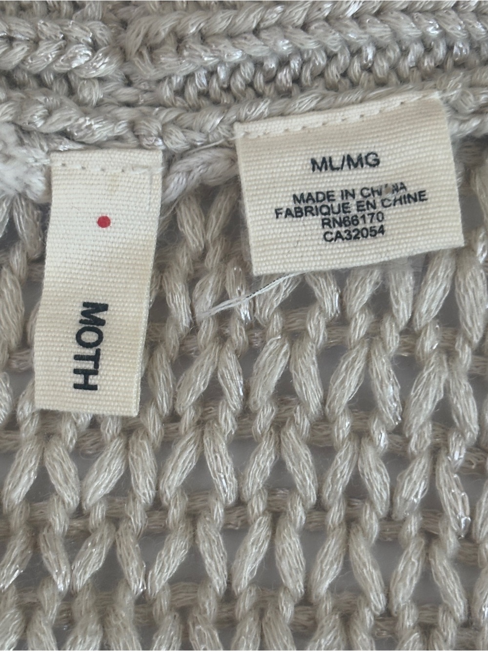 Moth Anthropologie Cream Open Knit Cardigan Crochet Sweater Vest Boho M/L - Picture 8 of 10